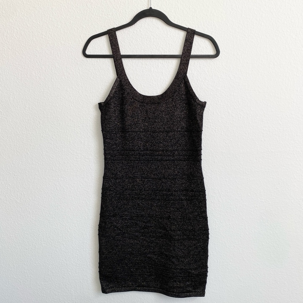 2b bebe Women's Metallic Charcoal Gray Bodycon Tank Dress
